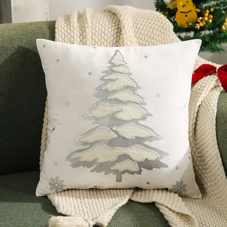 DecorBites™ Christmas Cartoon Embroidered Pillow Cover Set for Festive Home Decor
