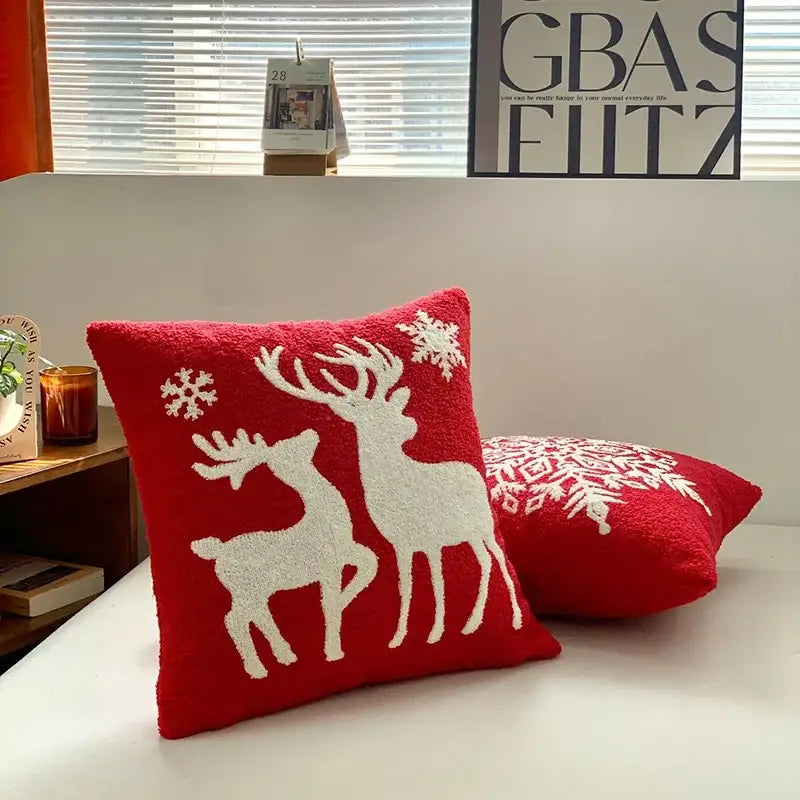 DecorBites™ Christmas Cartoon Embroidered Pillow Covers for Festive Sofa Decor