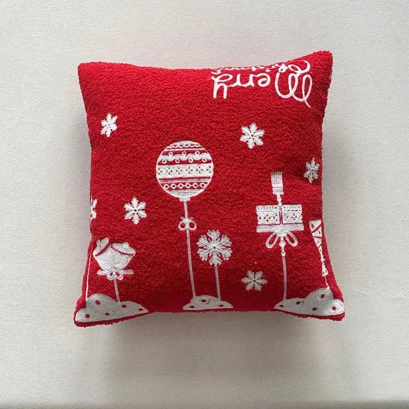 DecorBites™ Christmas Cartoon Embroidered Pillow Covers for Festive Sofa Decor