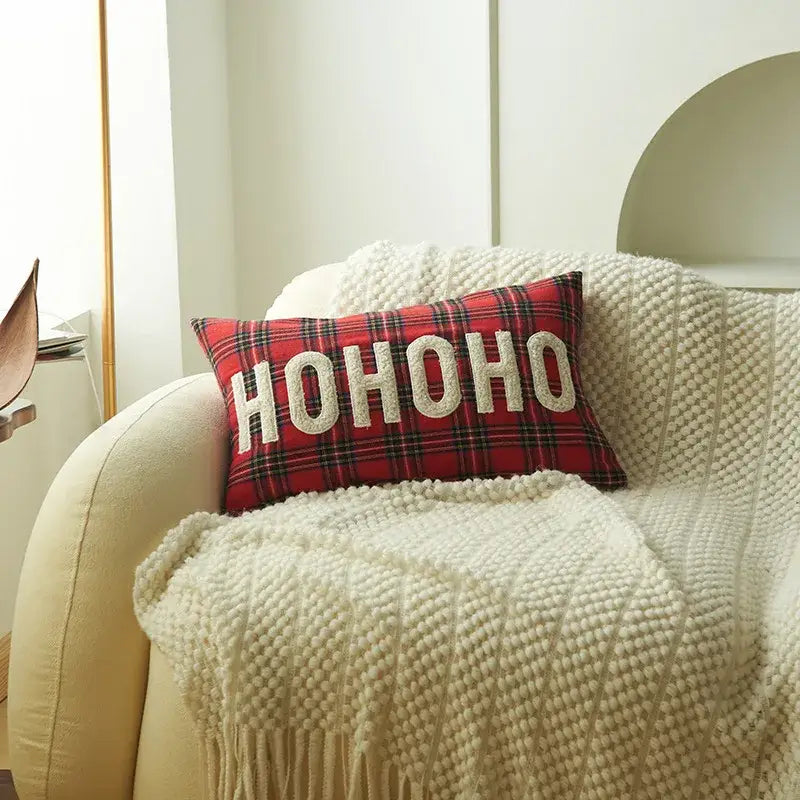 DecorBites™ Christmas Cartoon Letter Embroidered Pillow Cover Festive Sofa Cushion
