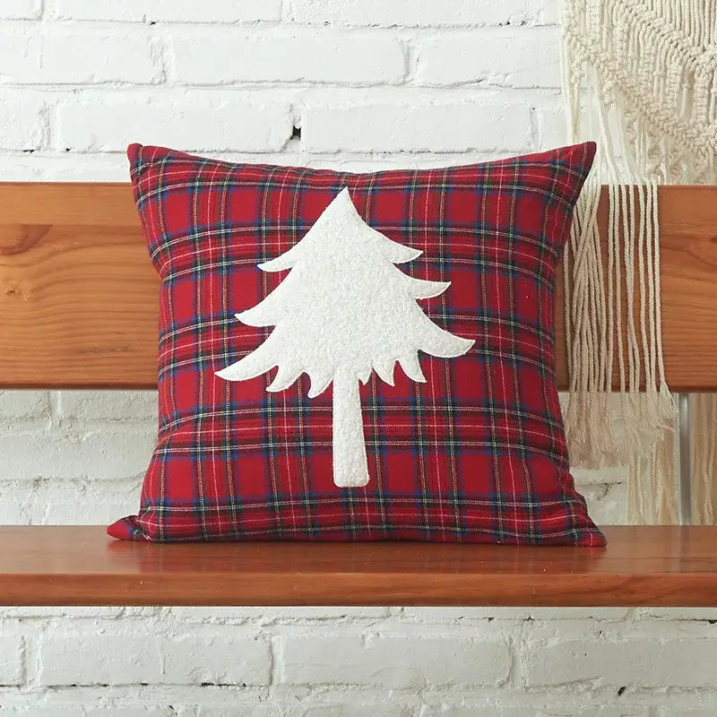 DecorBites™ Christmas Cartoon Letter Embroidered Pillow Cover Festive Sofa Cushion