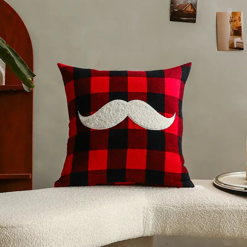DecorBites™ Christmas Cartoon Letter Embroidered Pillow Cover Festive Sofa Cushion