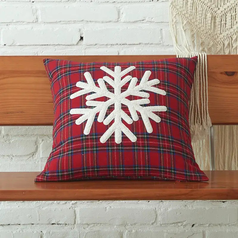 DecorBites™ Christmas Cartoon Letter Embroidered Pillow Cover Festive Sofa Cushion