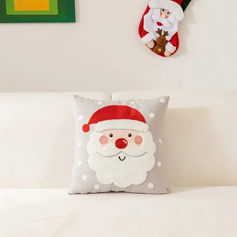 DecorBites™ Christmas Cartoon Letter Embroidered Pillow Cover Festive Sofa Cushion