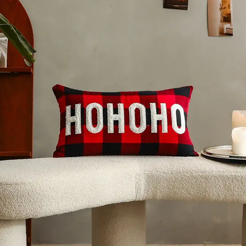 DecorBites™ Christmas Cartoon Letter Embroidered Pillow Cover Festive Sofa Cushion