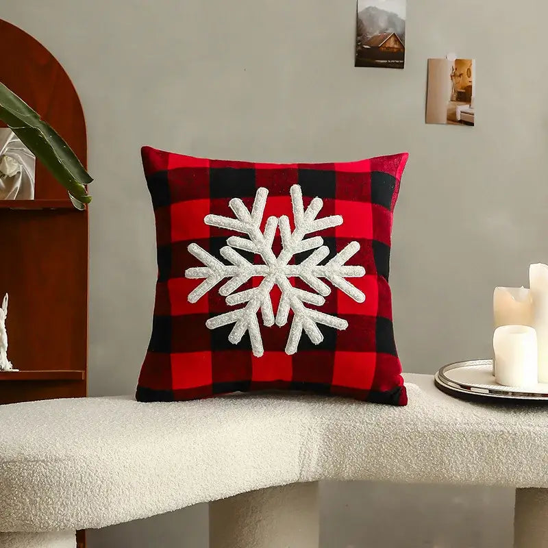 DecorBites™ Christmas Cartoon Letter Embroidered Pillow Cover Festive Sofa Cushion