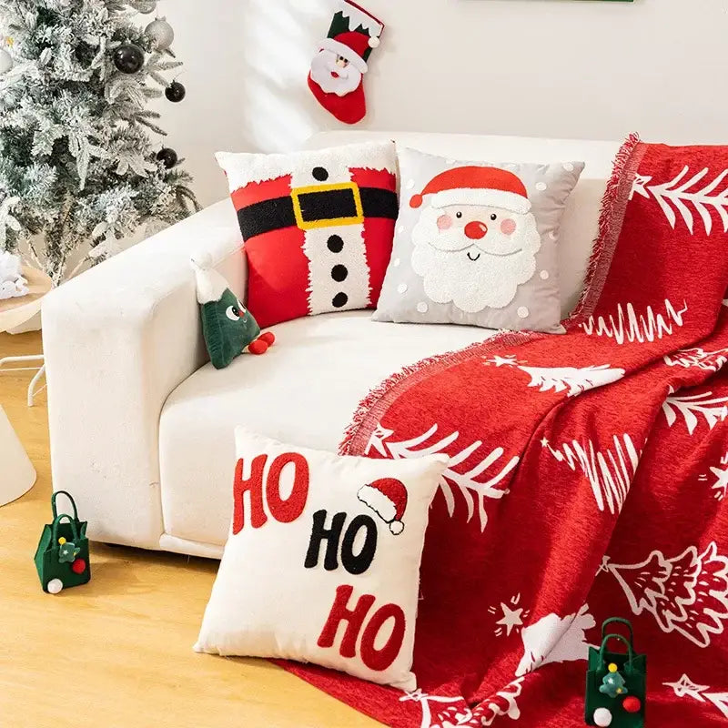 DecorBites™ Christmas Cartoon Letter Embroidered Pillow Cover Festive Sofa Cushion