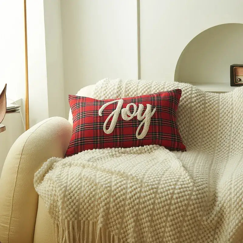 DecorBites™ Christmas Cartoon Letter Embroidered Pillow Cover Festive Sofa Cushion