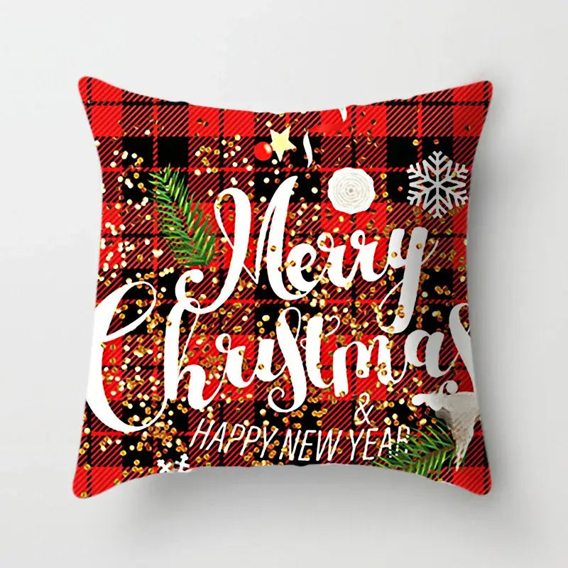 DecorBites™ Christmas Cushion Cover 45x45cm Xmas Pillowcase for Sofa - Happy New Year 2023