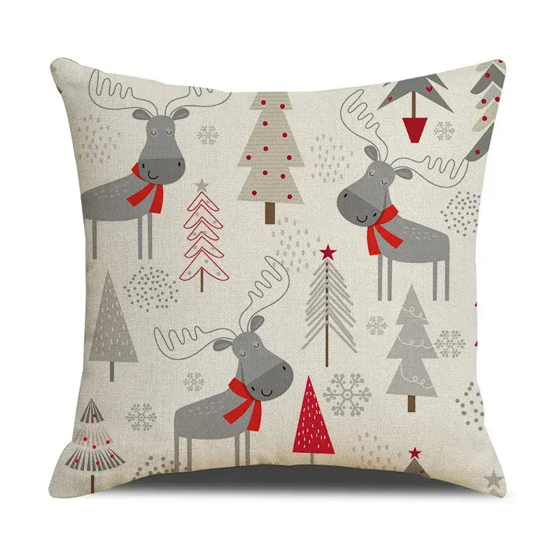 DecorBites™ Christmas Deer Linen Cushion Cover - Home Decor Sofa Pillowcase