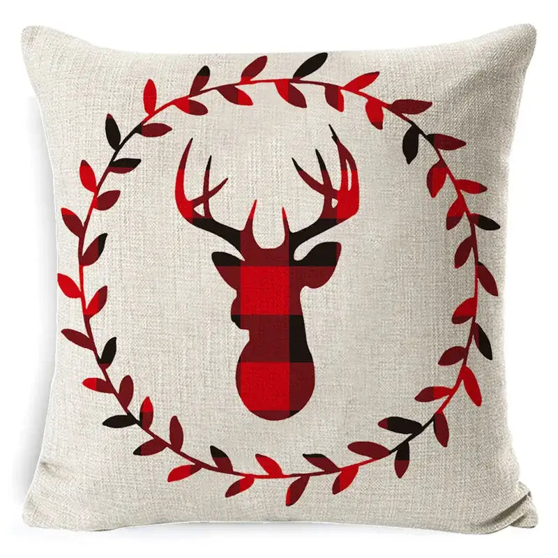 DecorBites™ Christmas Deer Linen Pillow Cover 45x45cm for Home Sofa Decor