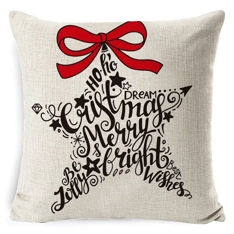 DecorBites™ Christmas Deer Linen Pillow Cover 45x45cm for Home Sofa Decor