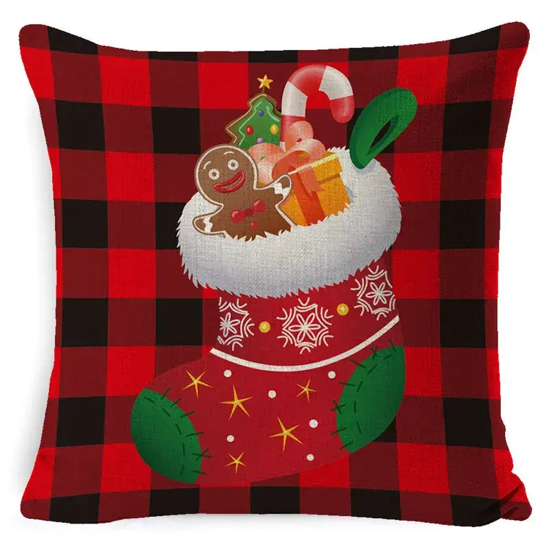 DecorBites™ Christmas Deer Linen Pillow Cover 45x45cm for Home Sofa Decor