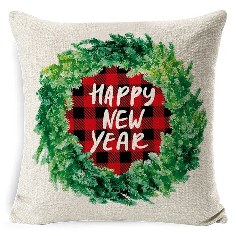 DecorBites™ Christmas Deer Linen Pillow Cover 45x45cm for Home Sofa Decor