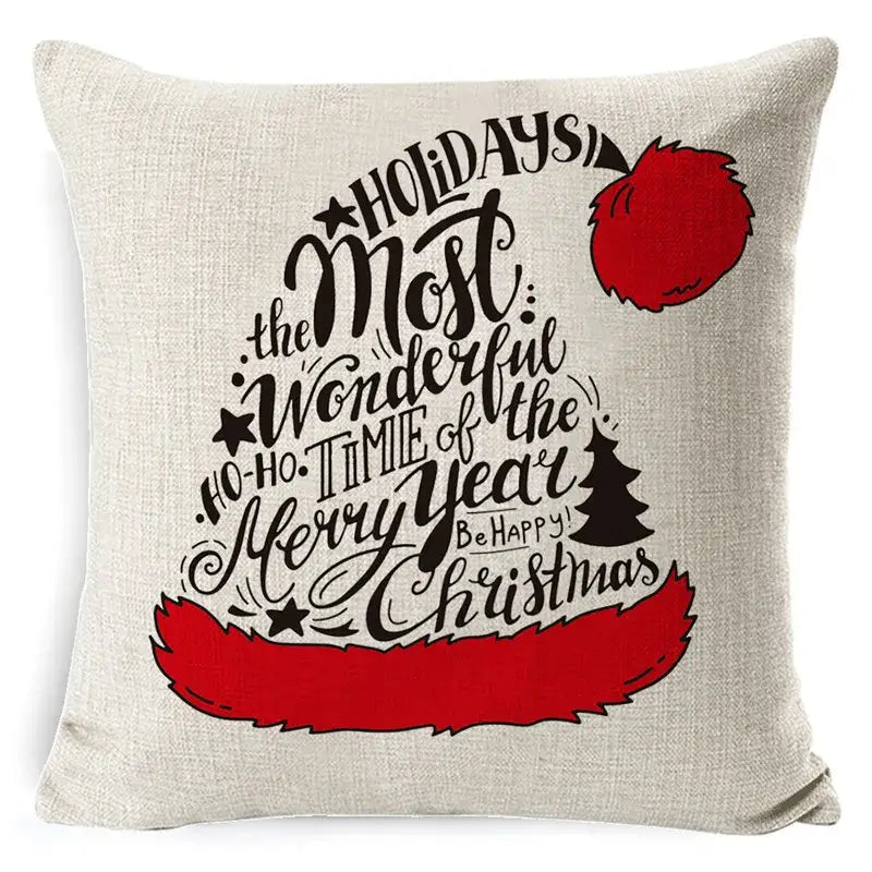 DecorBites™ Christmas Deer Linen Pillow Cover 45x45cm for Home Sofa Decor