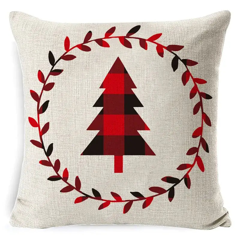 DecorBites™ Christmas Deer Linen Pillow Cover 45x45cm for Home Sofa Decor