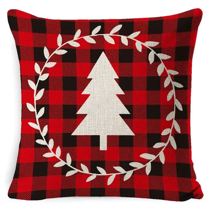 DecorBites™ Christmas Deer Linen Pillow Cover 45x45cm for Home Sofa Decor