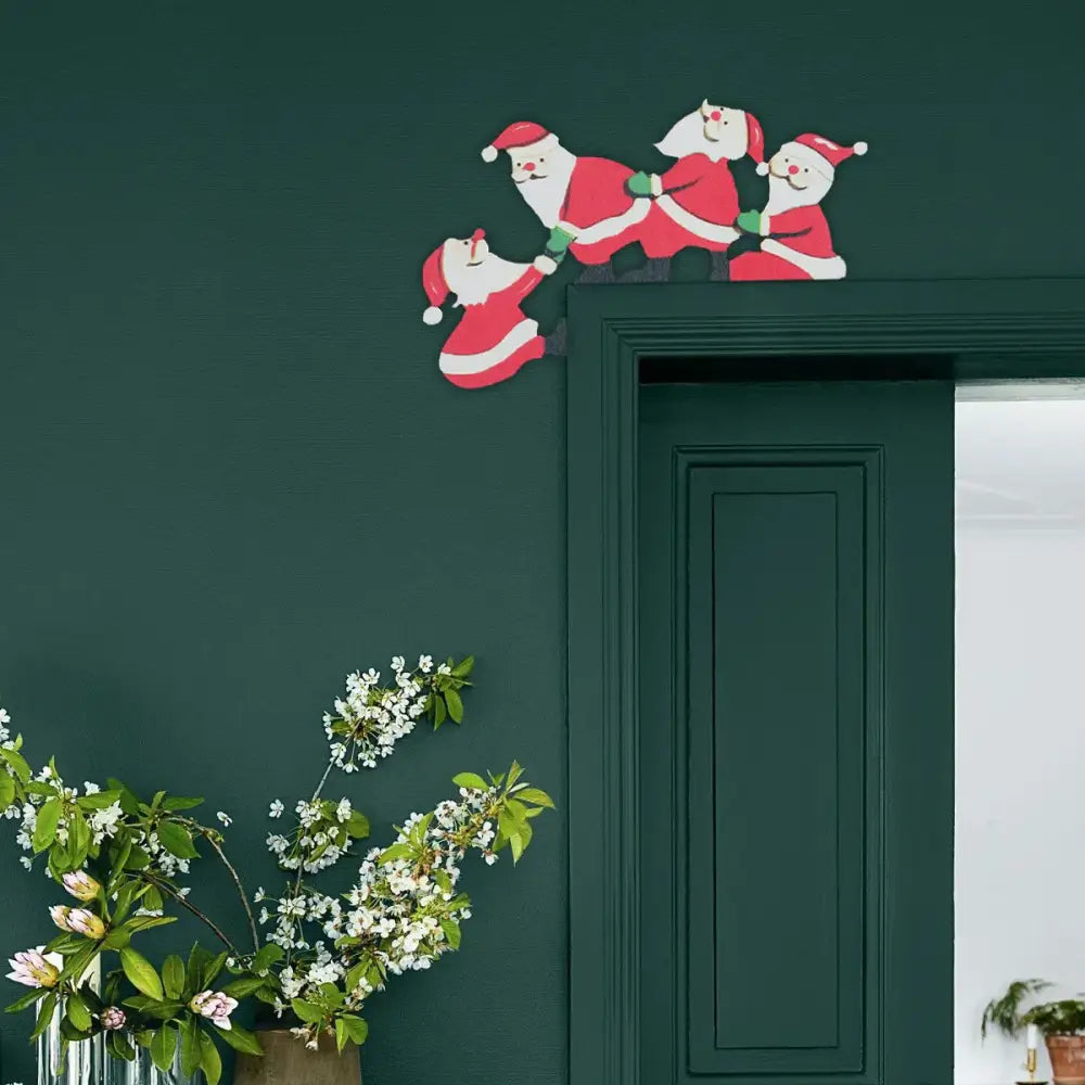 DecorBites™ Christmas Door Frame Decor Set - Festive Wooden Xmas Pendants & Merry Santa Claus Stickers
