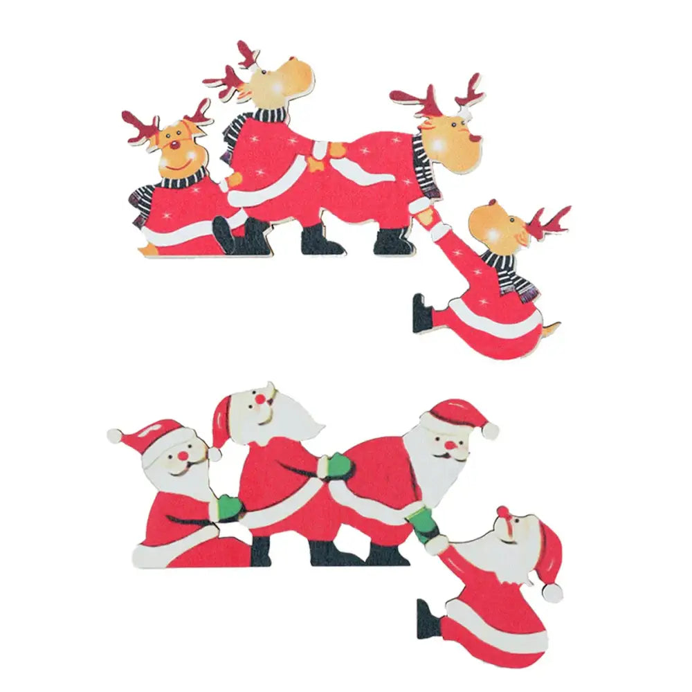 DecorBites™ Christmas Door Frame Decor Set - Festive Wooden Xmas Pendants & Merry Santa Claus Stickers