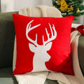DecorBites™ Christmas Elk Embroidered Cushion Cover | Gold & Silver Stamped Holiday Decor
