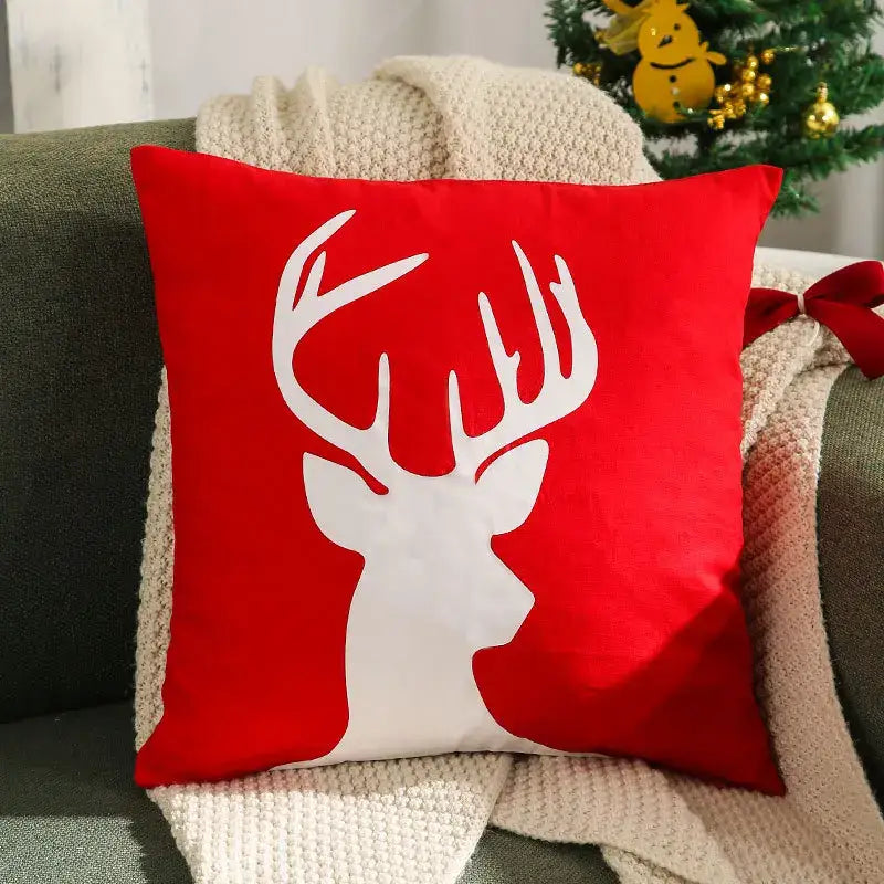 DecorBites™ Christmas Elk Embroidered Pillow Covers 45x45cm asyncio Festive Pillowcase