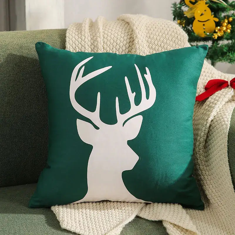 DecorBites™ Christmas Elk Embroidered Pillow Covers 45x45cm asyncio Festive Pillowcase