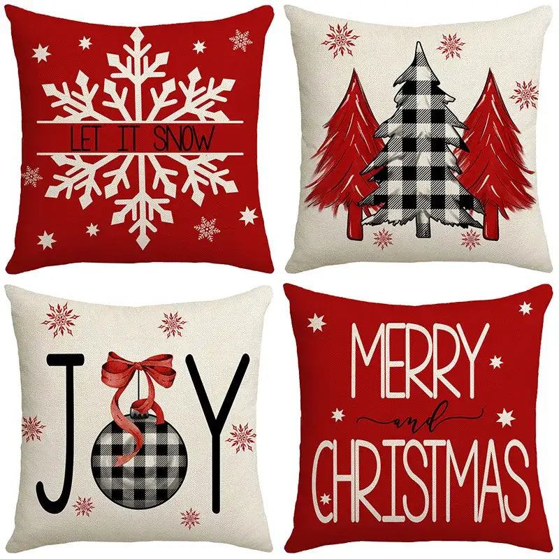 غطاء وسادة DecorBites™ مزخرف بحروف وأيائل الكريسماس 45x45 سم لغرفة المعيشة
