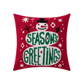 DecorBites™ Christmas Embroidered Cushion Cover 45x45cm - Red Green Santa Snowflake Deer Snowman