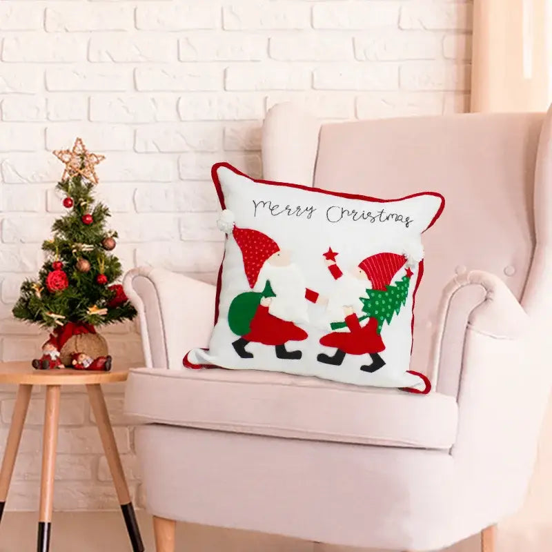 DecorBites™ Christmas Embroidered Pillowcase 45x45cm - Festive Home Decorative Cushions
