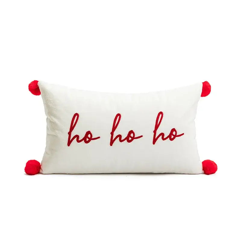 DecorBites™ Christmas Embroidered Red Geometric Cushion Cover - Festive Holiday Throw Pillow Cover