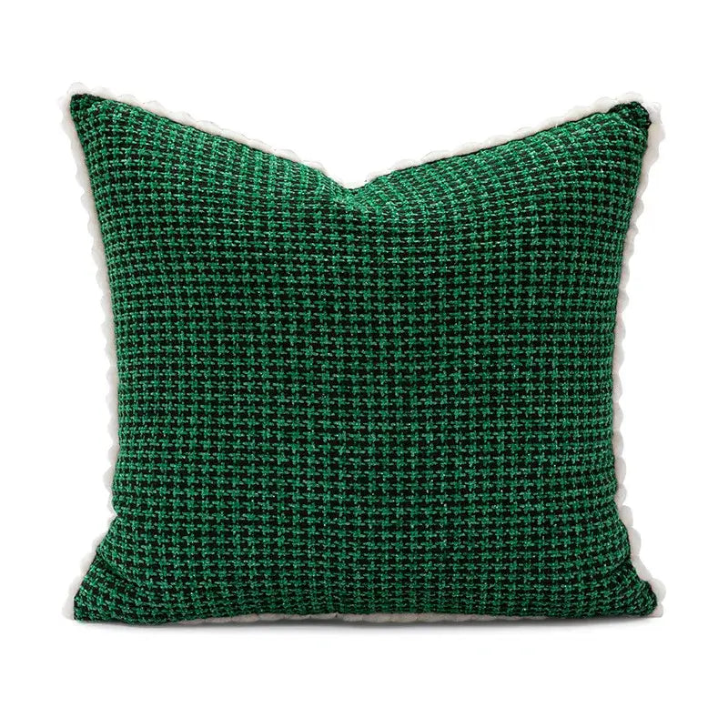 DecorBites™ Christmas Embroidered Red Geometric Pillow Cover for Festive Home Decor