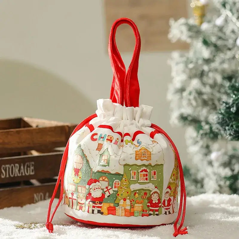 DecorBites™ Christmas Eve Apple Bag: Festive Handheld Gift Bag for Santa Candy 和 Children
