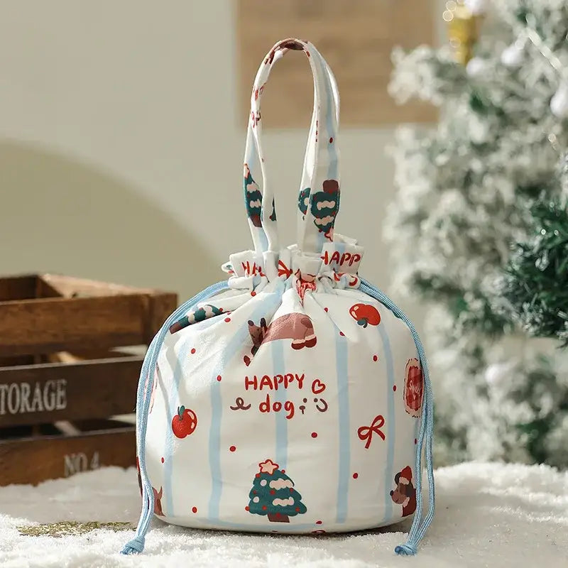 DecorBites™ Christmas Eve Apple Bag: Festive Handheld Gift Bag for Santa Candy 和 Children