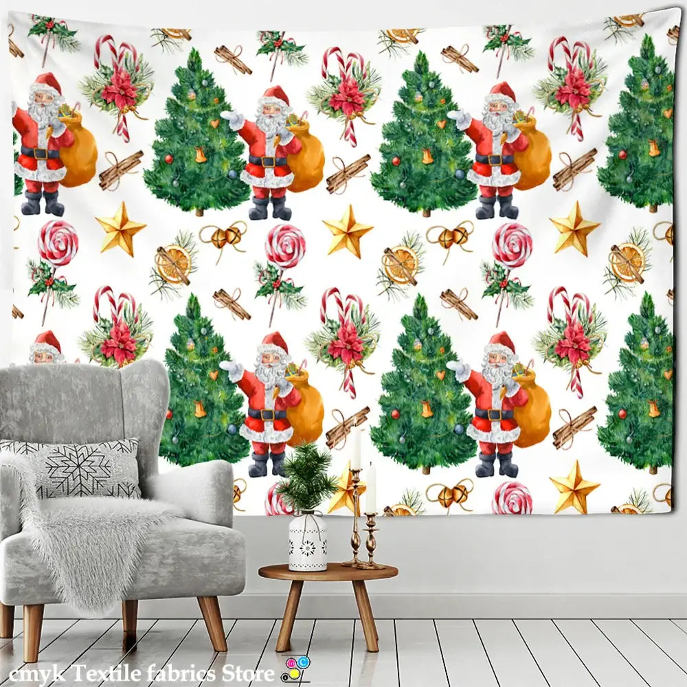 DecorBites™ Christmas Fireplace Tapestry Wall Hanging Home Decor