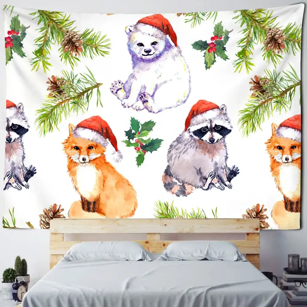 DecorBites™ Christmas Fireplace Tapestry Wall Hanging Home Decor