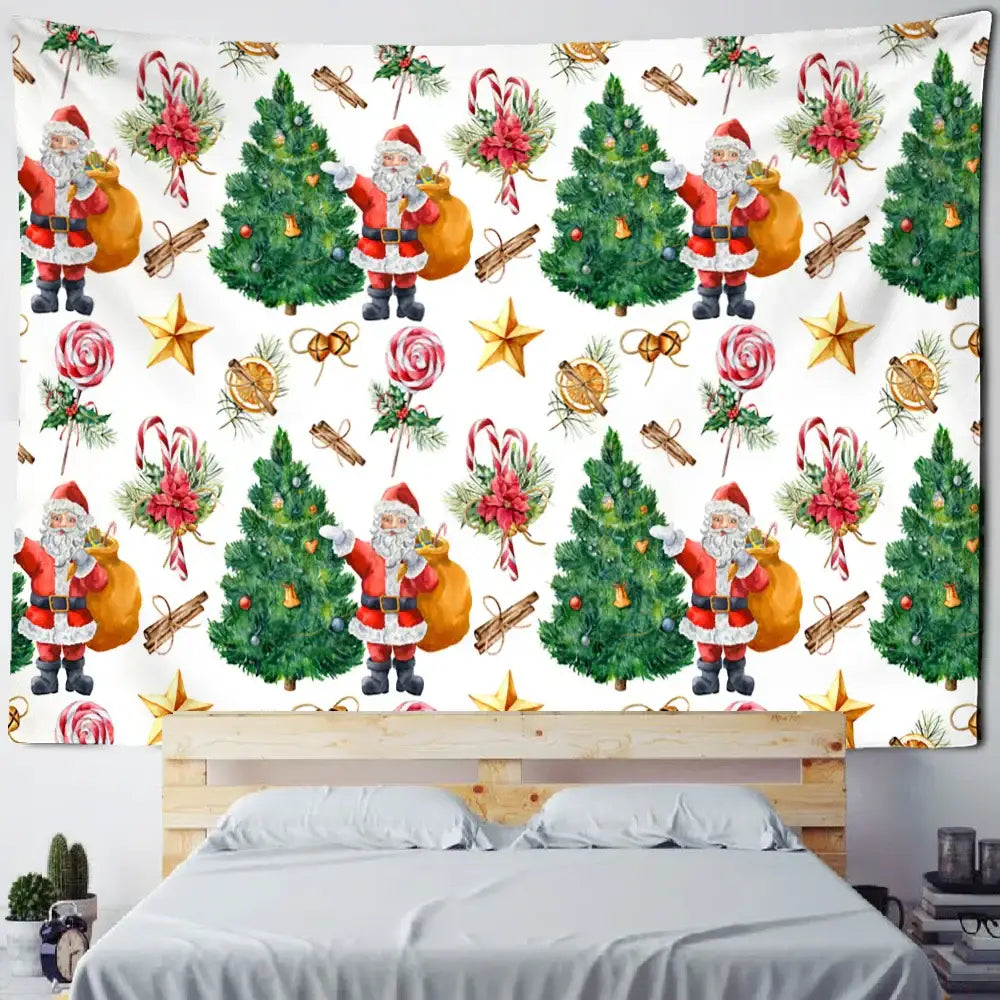 DecorBites™ Christmas Fireplace Tapestry Wall Hanging Home Decor