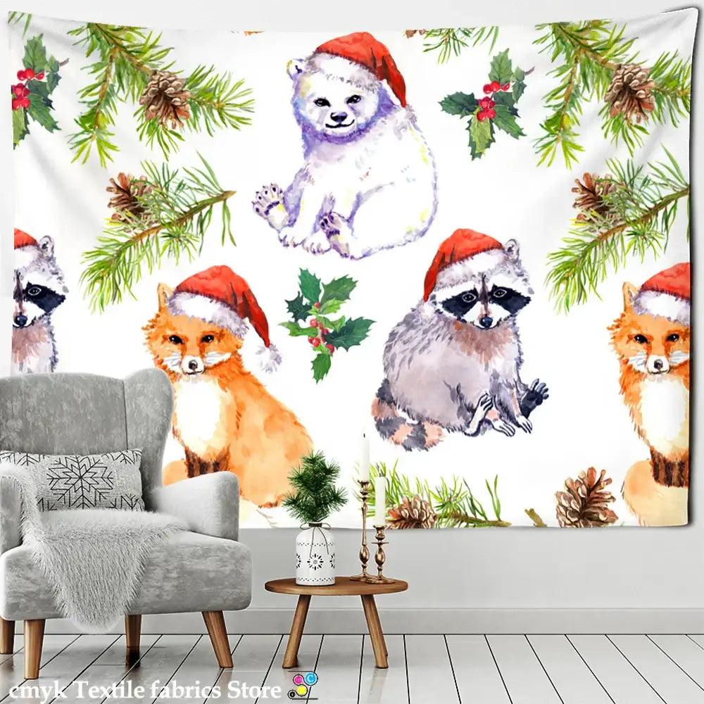 DecorBites™ Christmas Fireplace Tapestry Wall Hanging Home Decor