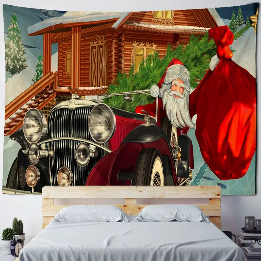 DecorBites™ Christmas Fireplace Tapestry Wall Hanging Home Decor