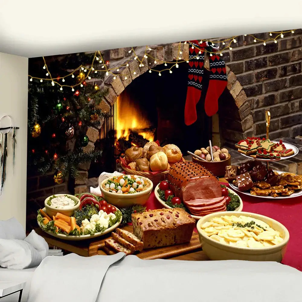 معلقة جدارية من DecorBites™ بتصميم مدفأة وشجرة كريسماس