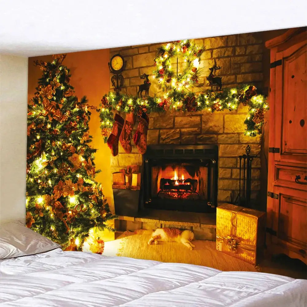 معلقة جدارية من DecorBites™ بتصميم مدفأة وشجرة كريسماس