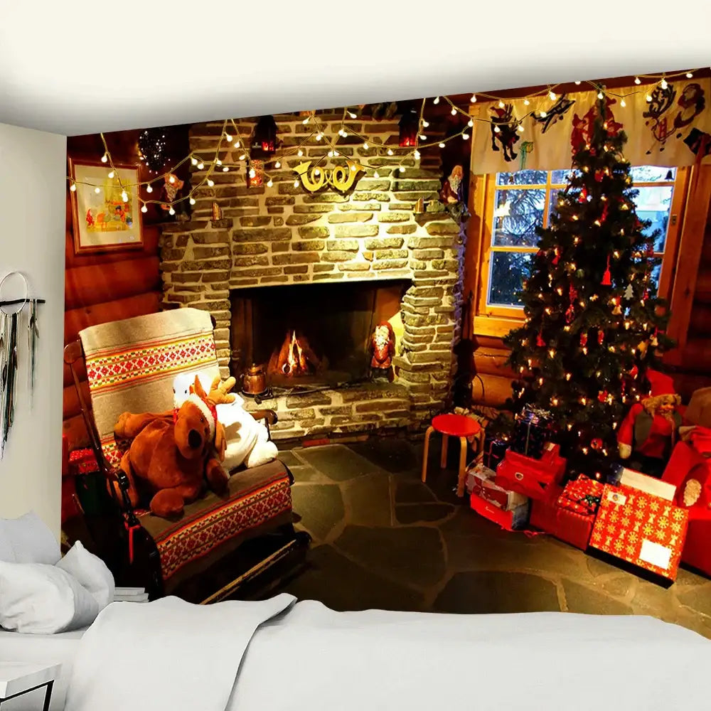 معلقة جدارية من DecorBites™ بتصميم مدفأة وشجرة كريسماس