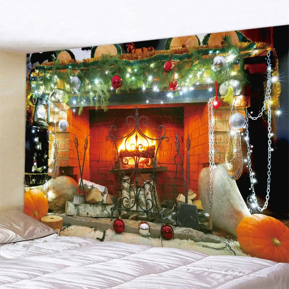 معلقة جدارية من DecorBites™ بتصميم مدفأة وشجرة كريسماس