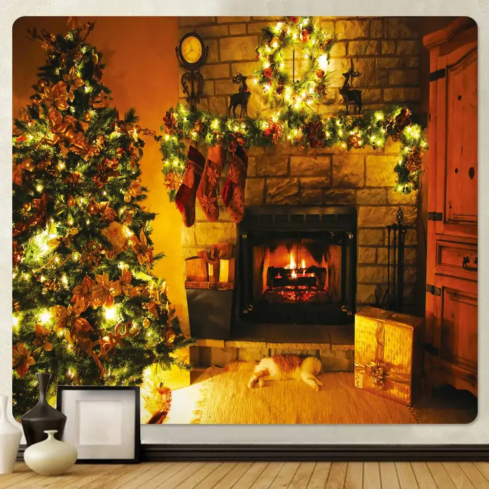 معلقة جدارية من DecorBites™ بتصميم مدفأة وشجرة كريسماس