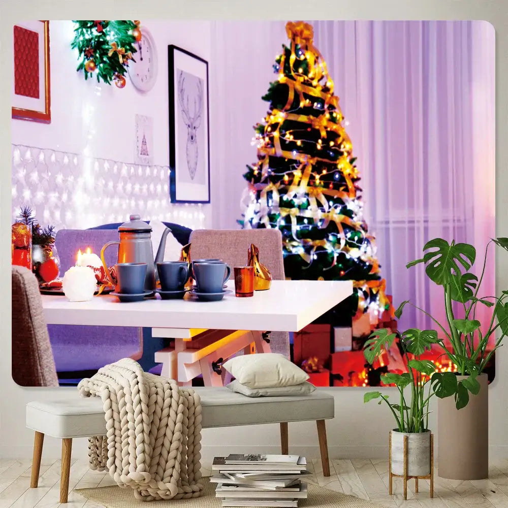 معلقة جدارية من DecorBites™ بتصميم مدفأة وشجرة كريسماس