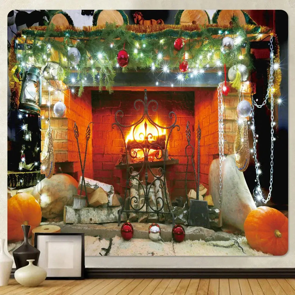 معلقة جدارية من DecorBites™ بتصميم مدفأة وشجرة كريسماس