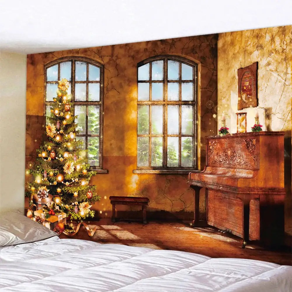 معلقة جدارية من DecorBites™ بتصميم مدفأة وشجرة كريسماس