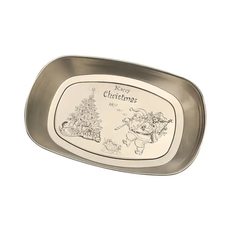 DecorBites™ Christmas Fruit Tray Santa Claus Snowman Print Decorative Plate
