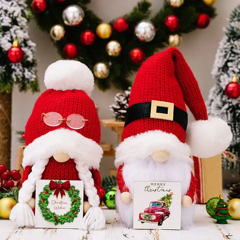 DecorBites™ Christmas Gnome Doll: Knitted Hat Dwarf Faceless Ornament for Xmas Home Decor