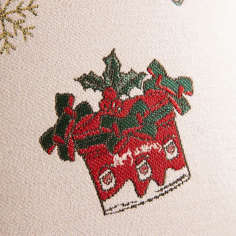 DecorBites™ Christmas Jacquard Elk Snowflake Embroidered Throw Pillow Cover - Festive Home Decor