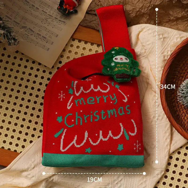 DecorBites™ Christmas Knitted Apple Bag with Doll Handbag for Holiday Decoration and Children